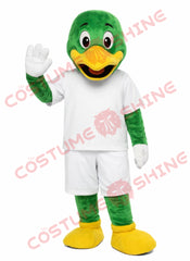 Green Duck Mascot Costume Adult with White Outfit