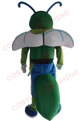 Cute Green Firefly Mascot Costume for Adults Men & Women with White Wings