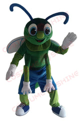 Cute Green Firefly Mascot Costume for Adults Men & Women with White Wings