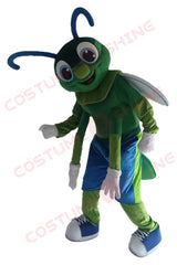 Cute Green Firefly Mascot Costume for Adults Men & Women with White Wings