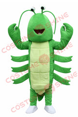 Green Lobster Mascot Costume for Adults Raised Arms Custom Event Character