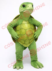 Green Turtle Mascot Costume with Olive Shell for Events
