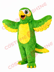 Green Yellow Parrot Mascot Costume Adult with Spread Wings for Events