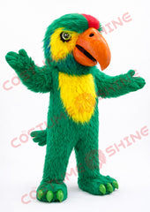 Green Yellow Parrot Mascot Costume Adult Plush with Open Arms Design