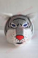 Fierce Grey Wildcat Mascot Costume for Adults – White Chest & Blue Eyes