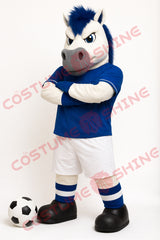 Blue & White Mustang Horse Mascot Costume for Adults – Soccer Team