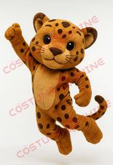 Brown Jaguar Mascot Costume – Jumping Plush Spotty Animal Suit