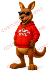 Red Hoodie Kangaroo Mascot Costume with Sunglasses for Events