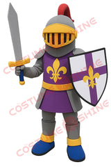 Purple Knight Mascot Costume with Sword & Shield for School Events