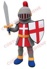 Red Knight Mascot Costume with Sword & Shield for School Events