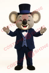 Koala Mascot Costume in Blue Tuxedo with Top Hat – Formal Event Suit