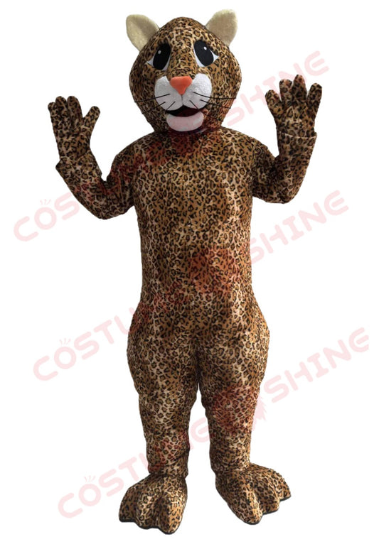 Leopard Mascot Costume for Adults – Spotted Cheetah Cat Plush Suit with Head & Feet