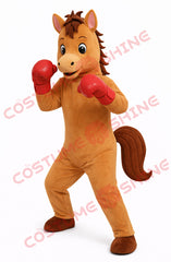 Brown Horse Mascot Costume for Adults – Boxing Stance Full Body