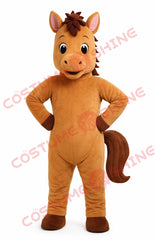 Brown Horse Mascot Costume for Adults – Full Body Standing Pose
