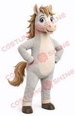 Gray Horse Mascot Costume for Adults – Full Body Standing Style