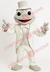 Light Grey Frog Mascot Costume in White Tuxedo – Adult Full Suit