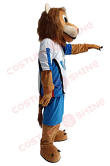 Lion Mascot Costume with Sports Jersey and Blue Shorts for Adults