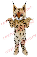 Spotted Lynx Cat Mascot Costume Adult Plush Cartoon Animal Outfit