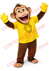 Adult Monkey Mascot Costume with Yellow T-Shirt – Happy Wave Style