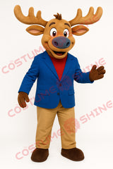 Blue Blazer Moose Mascot Costume – Friendly Character Suit for Events