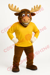 Moose Mascot Costume with Yellow Shirt for School & Event Performances