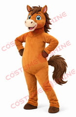 Brown Horse Mascot Costume for Adults – Full Body Standing Pose
