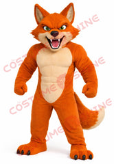 Adult Fierce Fox Mascot Costume Muscle Full Body Suit