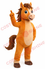 Orange Horse Mascot Costume for Adults – Full Body Pointing Pose