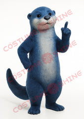 Blue Otter Mascot Costume Plush Character Suit with Pointing Pose