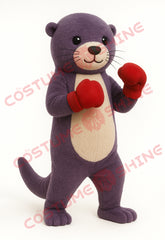 Purple Otter Mascot Costume Plush Character Suit with Boxing Pose