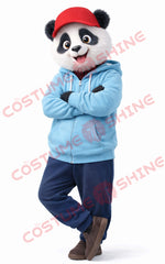 Panda Mascot Costume Adult Blue Hoodie Casual Style Suit
