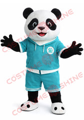 Panda Mascot Costume Adult Teal Hoodie Cute Style