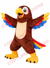 Brown Parrot Mascot Costume Adult Colorful Wings Bird Character Outfit