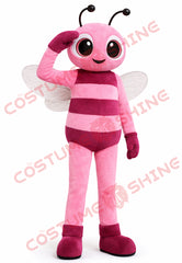 Pink Bee Mascot Costume for Adults – Plush Event Mascot Suit