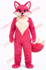 Adult Pink Fox Mascot Costume Cute Full Body Plush