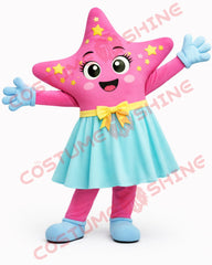 Pink Starfish Mascot Costume for Adults – Full Body Dress Bow Style