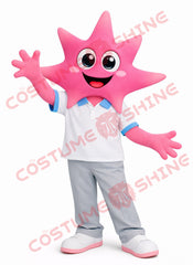 Pink Starfish Mascot Costume for Adults – Full Body Polo Shirt Style