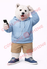 Adult Polar Bear Mascot Costume Casual Hoodie Style