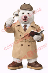 Adult Polar Bear Mascot Costume Detective Style