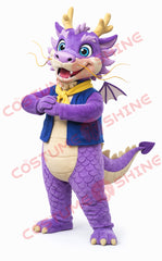 Purple Dragon Mascot Costume Adult Vest Scarf Style