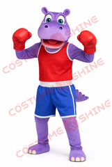 Purple Hippo Mascot Costume for Adults – Boxing Sports Outfit