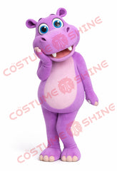 Purple Hippo Mascot Costume for Adults – Cute Plush Design