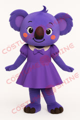 Purple Koala Mascot Costume with Dress for Events, Schools & Promotions