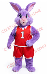 Purple Rabbit Basketball Mascot Costume Adult Plush Suit