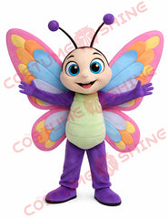 Purple Rainbow Butterfly Mascot Costume for Adults Plush Full Body Suit