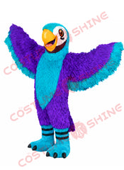 Purple Turquoise Parrot Mascot Costume Adult with Large Wings Bird Outfit
