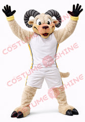 Ram Mascot Costume Adult White Sports Uniform Celebration Style