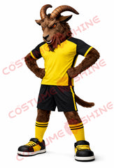 Ram Mascot Costume Adult Yellow Black Sports Uniform