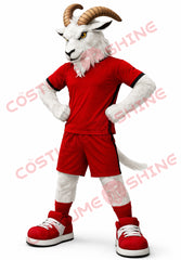 Ram Goat Mascot Costume Adult Red Soccer Uniform