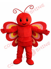Red Butterfly Mascot Costume for Adults Plush Full Body Promotional Suit